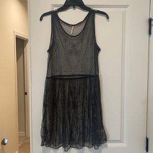 Free People beaded slip dress. Dark grey. Small. New